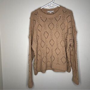 LOFT Womens Plus Bobble Drop Shoulder Sweater Brown Size XL Camel